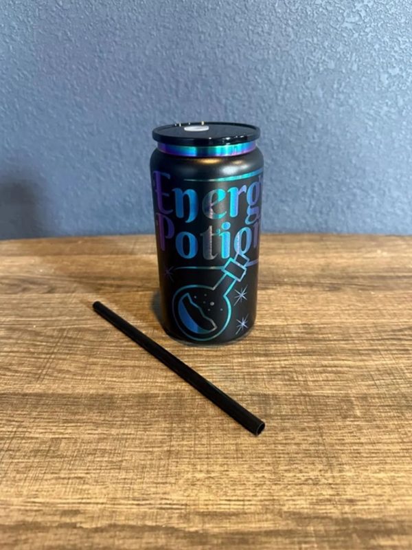 Energy Potion 16 oz Iridescent Soda can style Tumbler w/Lid and Straw