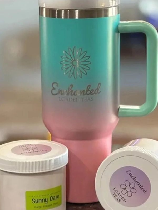 Energy drink mix full of vitamins and caffeine HIGH ENERGY Loaded Drinks with 40oz with Handle and Straw FREE Shipping