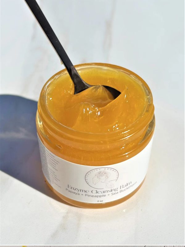 Enzyme Cleansing Oil Balm - Gel to Milk Cleanser - Pineapple + Papaya + Sea Buckthorn - Naturally Exfoliating, Promotes a Vibrant Appearance