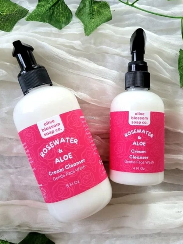 Rosewater & Aloe Cream Face Wash, Facial Cleanser for All Skin Types