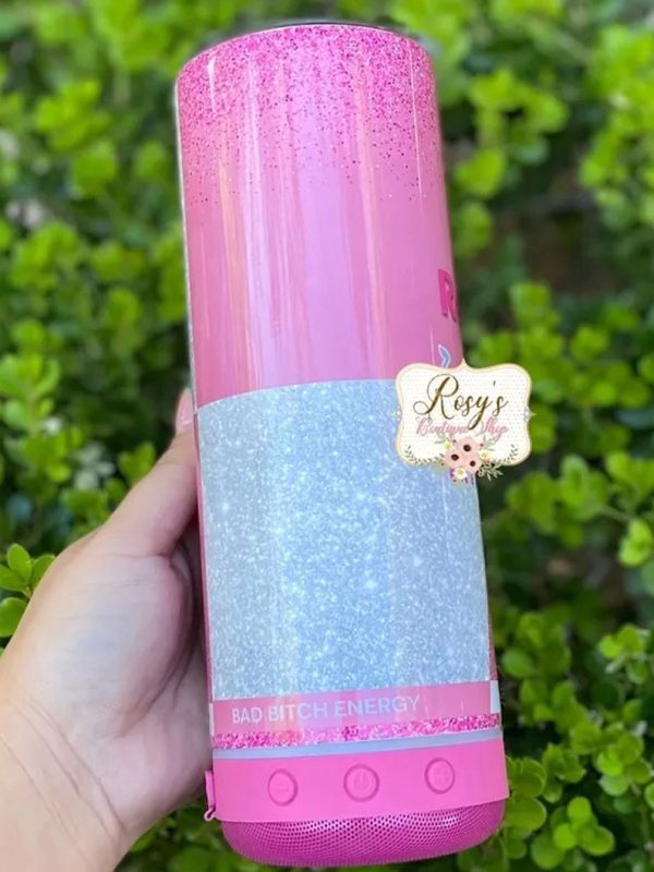 Bad B*tch Energy Pink Energy Drink Bluetooth Speaker 20oz Tumbler | Bluetooth Pink 20oz Tumbler | Gifts for her | Energy Drink 20oz Tumbler - Image 2